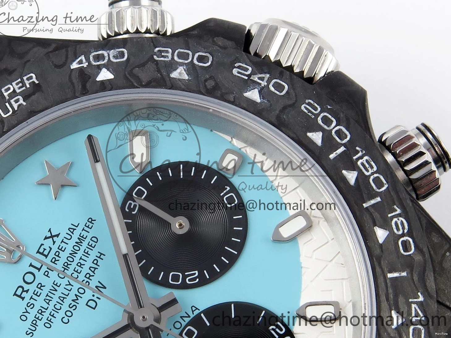 MiroTime 0319 Casual Daytona DIW Carbon Case and Bezel DIWF Edition White Blue Dial on Blue Nylon Strap A 1886